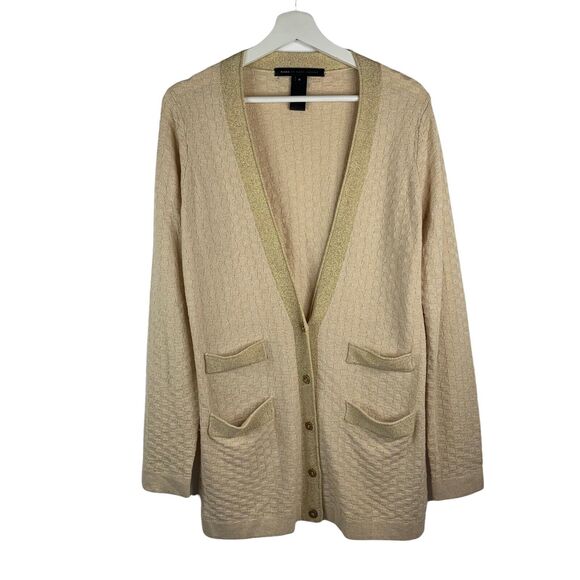 Marc Marc Jacobs Sz M Cardigan Sweater Gold Cornsilk Multi Wool Cashmere Blend - Picture 1 of 10